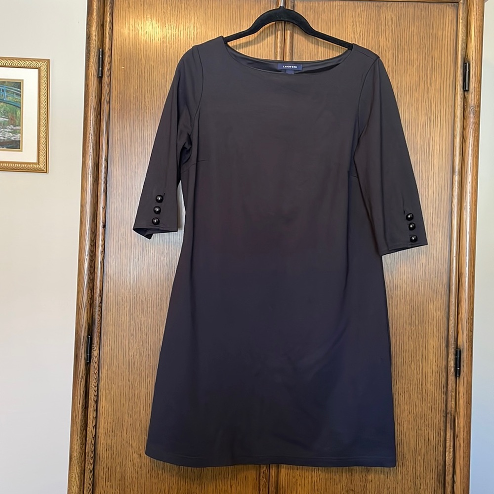 Lands’ End Black knit dress. Size 12